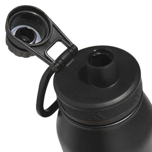 adidas Stainless Steel Metal Water Bottle 34 oz (1L) Screw Cap - color: Black/White/2
