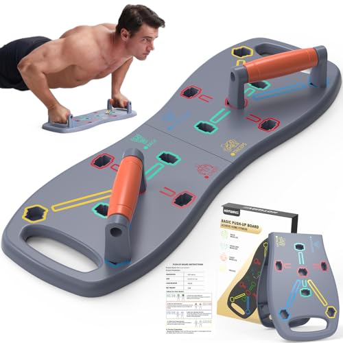 HOTWAVE Push Up Board, Portable Pushup Board for Men, Foldable Push Up Bar | Multifunctional Pushup Handles for Floor, Strength Training Equipment for Home Gym, Suitable for Beginners and Teenagers - color: Grey-Orange