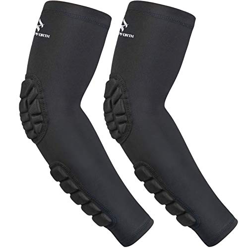 2PCS Padded Elbow Forearm Sleeves Compression Arm Protective Support - color: Black Padded Elbow Forearm, size: Small