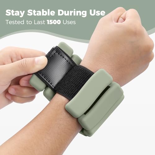 Sportneer Wrist & Ankle Weights for Women & Men Set of 2 (1LB/2LB Each) - Soft Silicone Arm & Leg Weights for Pilates, Yoga, Walking, Barre, Home Workout, Water Aerobics - color: Dusty Matcha, size: 2 Lb Pair (1 Lb Each)