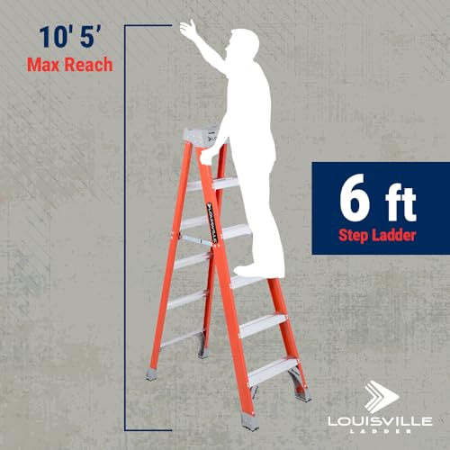 Louisville Ladder 6-Foot Fiberglass Step Ladder, 300-Pound Load Capacity, Type IA, FS1506 - size: 6 feet