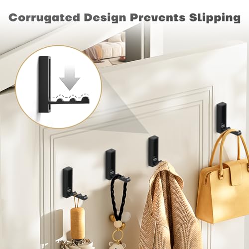 Folding Wall Hooks, 4pcs Foldable Coat Hooks, Heavy Duty Zinc Alloy No Rust Fold Up Hooks for Coat, Towel, Key, Hat, Bag, Jacket, Backpack (Matte Black) - color: Matte Black, size: 4