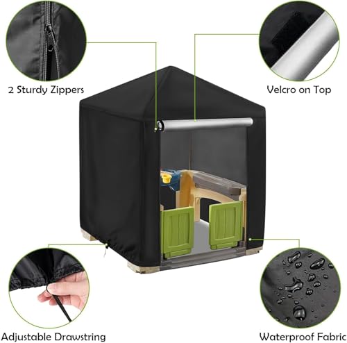 Outdoor Playhouse Cover for Outsunny Outdoor Kids Playhouse,Waterproof Kids Outside Play house Cover Outdoor Play Houses Covers for Kids - 45"L×50"W×54"H, Black - size: 50"L×45"W×54"H