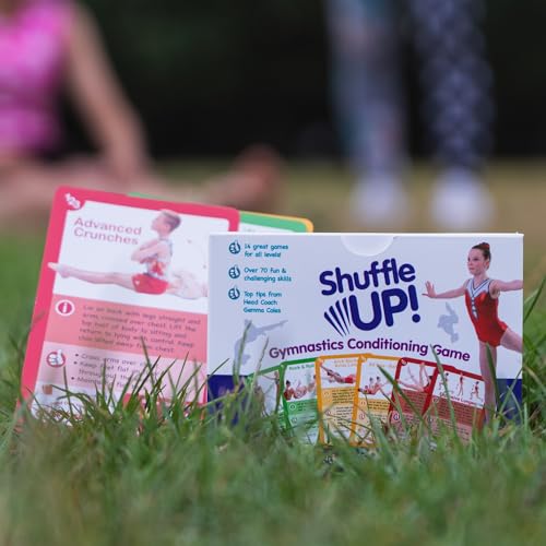 Shuffle Up Gymnastics Card Game - 70+ Fun Skill Cards, Gymnastic Gifts for Girls, Tumbling and Fitness Accessories, Indoor Home Gym Training Fundamentals and Strength - Gymnastics Equipment for Kids