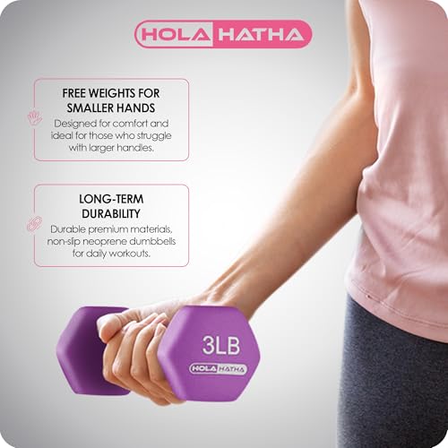 HolaHatha 1, 2 and 3 lb Neoprene Dumbbell Strength Training Weight Set with Rack - color: Multicolor, size: 146 LB