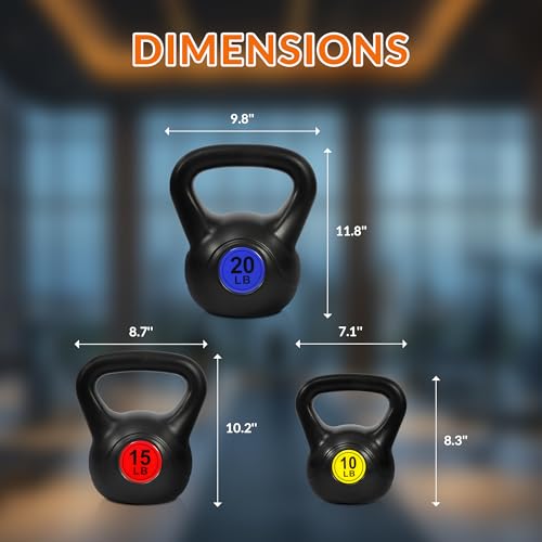 Fitvids Kettlebell Sets Piece Strength Training KettleBells Weight Set - style: 45LB Set of 3: 10/15/20LB