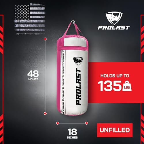 4Ft XL 135Lb Heavy Punching Kicking Bag for Adults, Boxing, MMA, Martial Arts, Muay Thai, Strength Training Equipment - color: White / Pink, size: Unfilled