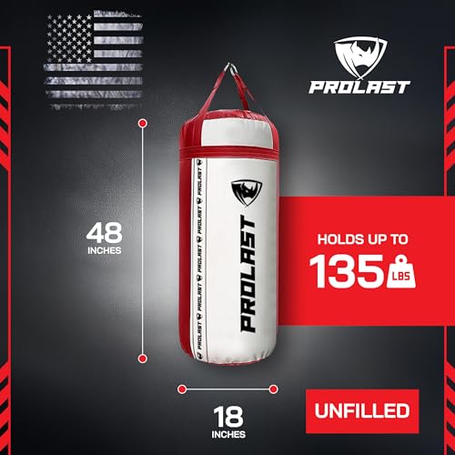 4Ft XL 135Lb Heavy Punching Kicking Bag for Adults, Boxing, MMA, Martial Arts, Muay Thai, Strength Training Equipment - color: White / Red, size: Unfilled
