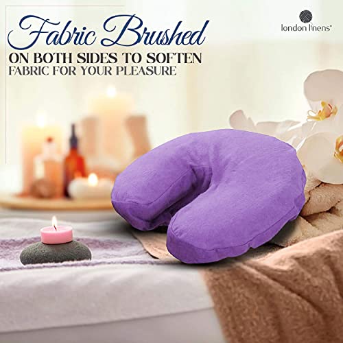 LONDON LINENS Pack of 10, Premium Extra Thick 100% Cotton Flannel Massage Tables Face Cradle Covers Cozies Fitted - Includes 10 pcs (Lilac) - color: Lilac, size: 10