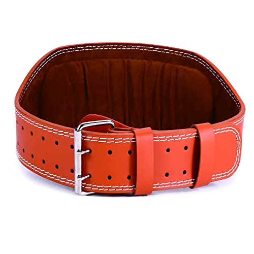Genuine Leather Weight Lifting Belt for Men Double Prong Power Belt Heavy Duty - Strong, Stabilizing Back Support for Deadlifts, Squats Powerlifting - color: Brown, size: L