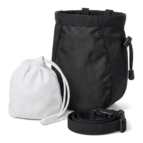 Climbing Chalk Bag for Rock Climbing - with Chalk Ball - Adjustable Black Chalk Bag Bouldering for Rock Climbing Equipment - color: Black