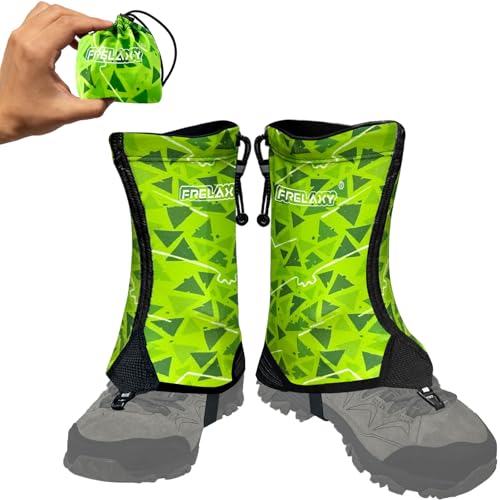Frelaxy Ultralight Trail Gaiters, Low Shoe Gaiters for Hiking and Running | Breathable fabric, Wear-resistant design, Hypalon underfoot strap, Blocks rocks, mud, dust, Secure fit - color: Neon Green