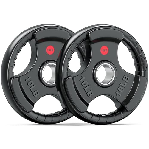 XDDIAS Rubber Weight Plates for Barbell, 2-Inch Olympic Grip Plate for Strength Training, Weightlifting and Bodybuilding in Home & Gym, Solid Cast Iron Weight Plates Pair and Sets - color: 2X10LB