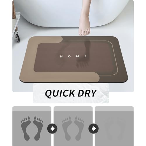 Housego Absorbent Bath Mat, Quick Dry Bath Rug, Non-Slip, 15.7x23.6, Brown | Absorbent Bath Mat Magic Rug; Quick Drying Mat Magic Bath Mat Non-Slip Floor Rug Rubber Backed for Bathroom Kitchen Shower - color: Brown, size: 1 Rectangular Piece (15.7" x 23.6