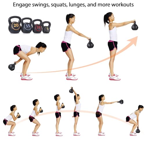 Nouva Kettlebell Sets, Strength Training Kettlebells Wide Grip Kettlebell Exercise Fitness Weight Set for Home Gym Weightlifting, Strength & Core Training - style: 5 - 20lb