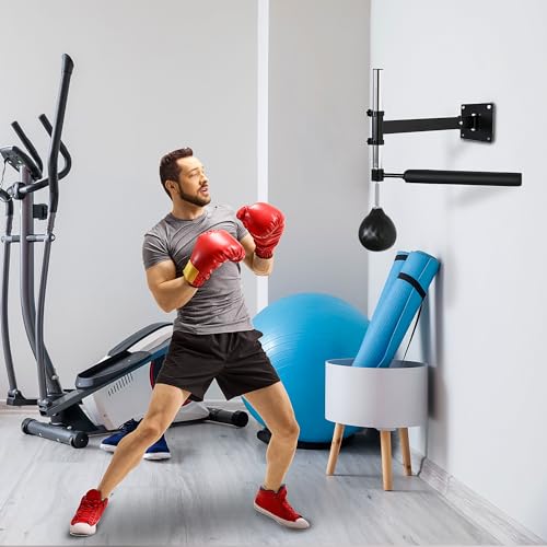 Lightweight Fast-Reflexes Speed Bag, Boxing Punching Bag Wall Mount, Height Adjustable, for MMA, Martial Arts, Boxing Equipment for Home Training, Heavy-Duty, 9" H x 7" Dia.