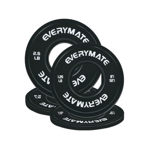 EVERYMATE Change Weight Plates 1.25LB 2.5LB 5LB Set Fractional Olympic Bumper Plates for Cross Training Steel Insert Strength Training - color: 7.5 LB(1.25+2.5), size: Black