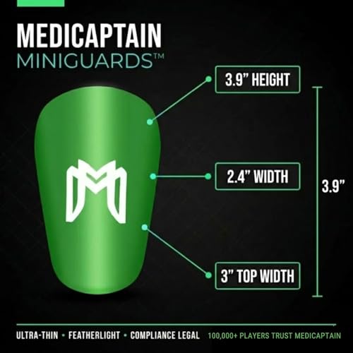 MediCaptain MiniGuards - Mini Shin Guards for Soccer Players - Tiny Shin Pads for Men, Women, Teens - Miniature Shin Guards 3.9 x 2.4 inch - Perfect for High Level Soccer Athletes - color: Green