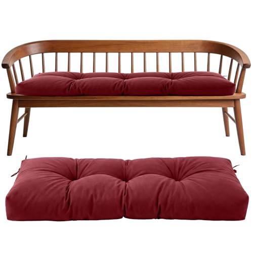 Tudomro Red Waterproof Outdoor Bench Cushion 42x16x4 Inch Patio Furniture Cushion Mat for Outdoor/Indoor Extra Thick Lounge Bench Mat for Beach Lawn Garden - color: Red