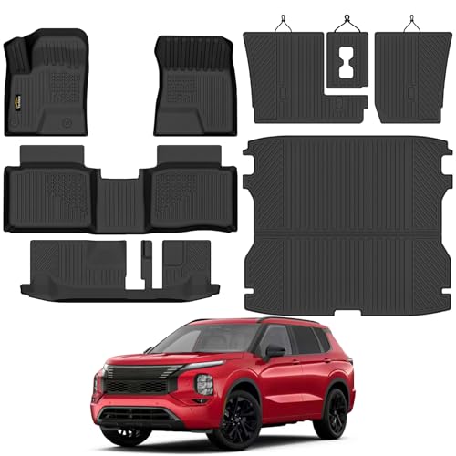 Floor Mats Custom Fit for Nissan Rogue PHEV 2026 7-Seater, All Weather TPE Cargo Liner with Backrest Protector, Full Set Trunk Mat for Rogue PHEV Accessories, Black - size: For Nissan Rogue PHEV 2026 7-Seater