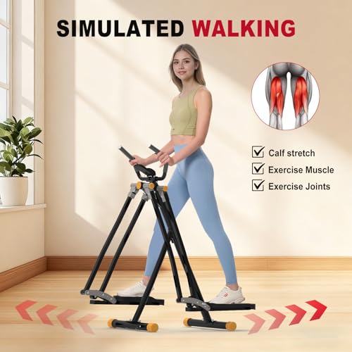 HOTWAVE Air Space Walker, Foldable Elliptical Exercise Machine | Gentle on Joints & Low-Impact. 350lb capacity. Cross trainer stepper. Home gym equipment. - color: Gray