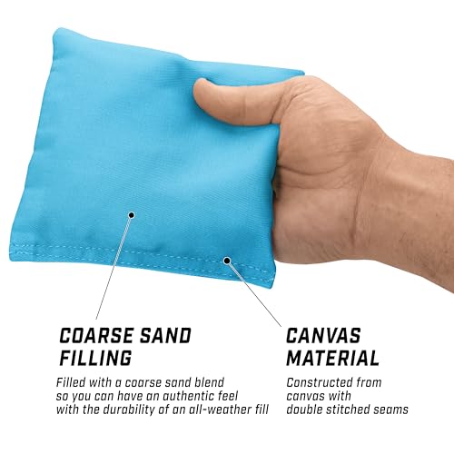 GoSports Classic Cornhole Bean Bags Set of 4-16 Colors Available - Regulation All Weather, Mix and Match - color: Light Blue