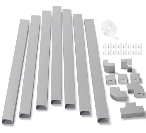 126in Cord Hider Kit (8 x L15.7in), ZhiYo Wire Hiders for TV on Wall, Paintable Cable Management Kit, Wire Cover for Wall Mount TV, Grey Cable Raceway, Cord Cover Wall Wire Management, W1.18in H0.67in - color: Grey, size: W1.18in X H0.67in X L126in