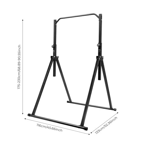 Pull Up Bar, 440lbs Triangular Pull Up Station, Adjustable Multifunction Dip Bar Stand Gym Strength Training Equipment w/Triangular Legs for Gyms Sports Centers & Home