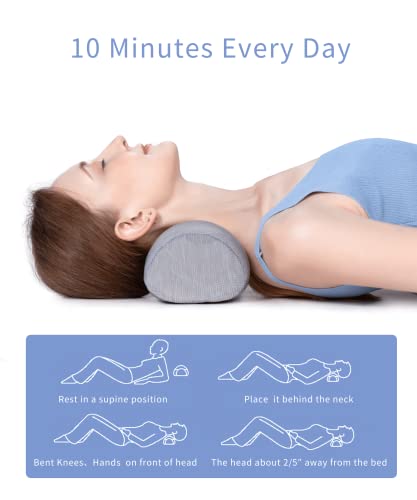 Bespilow Small Neck Roll Pillow,Say Goodbye to Neck Pain, Cervical Memory Foam Pillow for Tension Muscle Relief, Contour Support, Shoulder Pain Relaxer with Breathable Pillowcase, Odorless - color: 1 Pillow +1 Pillowcase (Grey)