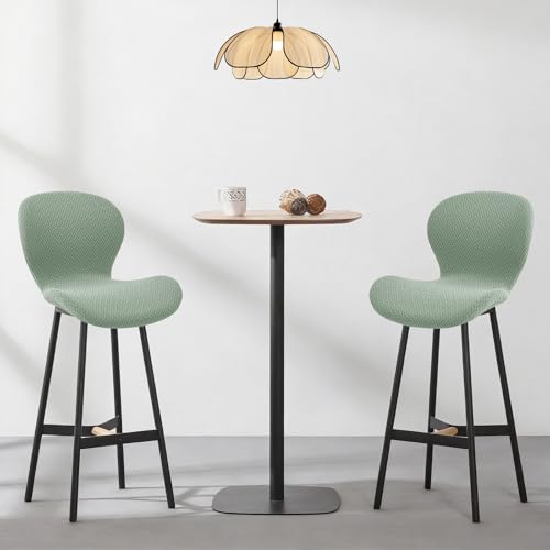 Gollense Bar Stool Covers with Backs, Set of 4 Stretch Jacquard Barstool Seat Covers, Washable Swivel Pub Counter Height Chair Slipcover Protector for Home Kitchen Cafe (T-Shaped Jacquard-Green) - color: T-shaped Jacquard-green