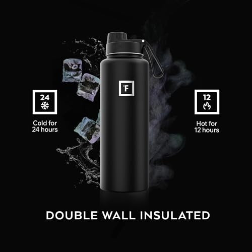 IRON °FLASK 40 oz Wide Mouth Water Bottle with Spout | Insulated Stainless Steel Sports Water Bottle with Leakproof Spout Lid - BPA Free, Cold 24 Hrs, Sweat Free (Aurora) - color: Aurora, style: Spout - 40 Oz (1 Lid)