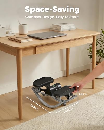 FineWay Upgraded Rock Stepper 2.0 for Exercise at Home, Rocking Stepper Side to Side, Low-Impact Knee-Friendly Exercise Machine with Resistance Bands, LCD Monitor & 330 LBS Capacity (Black-V)