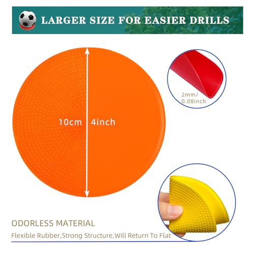 Spot Markers 4 Inch 9 Inch Non Slip Rubber Floor Markers Flat Field Cones Poly Dots for Classroom Dance Sports Soccer Basketball Speed Agility Training - style: 4inch 60pcs