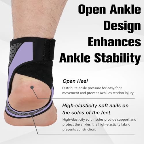 Ankle Brace for Men & Women, Adjustable Figure-8 Stabilizer with Straps for Basketball, Volleyball & Running, Compression Sleeve for Sprained Ankle, Plantar Fasciitis & Tendonitis Relief (2 Pack,Gray) - color: Gray