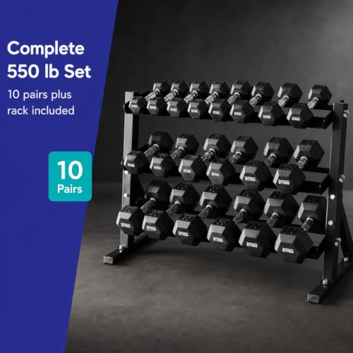 Rubber Hex Chrome Dumbbell Complete Package Set