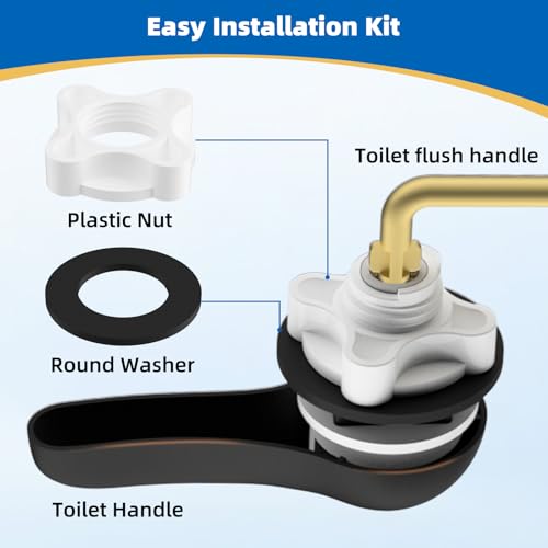 Hibbent Metal Side Mount Toilet Handle Replacement Kit, Oil Rubbed Bronze | Upgraded Metal Flush Lever, Universal Toilet Flush Handle Fit Side Tanks, Stainless Steel Flapper Chains, 4 Adjustable Holes - color: Oil Rubbed Bronze, style: Classic Side Mount
