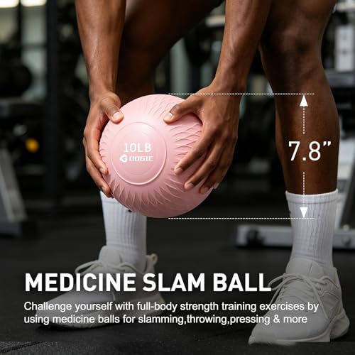 Slam Ball Medicine Ball Weighted Balls for Exercise and Workout, Strength, Cardio, Cross-Training and Core Workouts - color: Pink, size: 10 LB