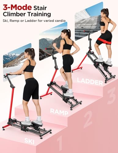 YOLEO Adjustable Resistance Stair Steppers for Exercise at Home, Folding Cardio Stairmaster with 3 Workout Modes & Oversized Pedal,90% Pre-Assembled Stair Climber with Handlebar for Full Body Workout - color: V3.0 Adjustable Resistance Stepper