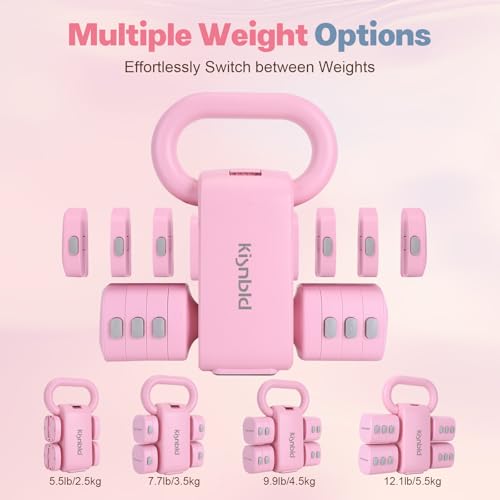 kisnbld Adjustable Dumbbell Set of 2, 4 in 1 Free Weights Dumbbells Set for Women with Fast Adjustment, Each 2lb 3lb 4lb 5lb Hand Weights Set for Home Gym & Outdoor Exercise Training - color: Pink, style: Set