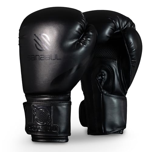 Sanabul Essential Gel Boxing Gloves for Men & Women, Kickboxing MMA, Muay Thai Gloves and Heavy Bag Training Punching & Sparring - color: AllBlack, size: 10 oz