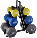 Amazon Basics Neoprene Dumbbell Hand Weights for Exercise and Muscle Toning - style: Rack with 3 Pairs (5, 10, and 15 Pound)