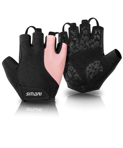 SIMARI Gel Pad Cycling Gloves with Shock-Absorbing/Grip/Breathable, Workout Bike Gloves for Men Women Biking, Mountain Biking, Fitness, Gym Exercise, Weight Lifting Training, Yoga, Pilates - color: 2-Pink, size: Large