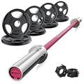 RitFit Barbell Weight Set - 4/6FT Olympic Barbell with Weight Plates (55-115LB Total) - Weightlifting Equipment for Squats, Curls, Deadlifts, Presses, Hip Thrusts - color: Pink, size: 4FT With 85LB Plates