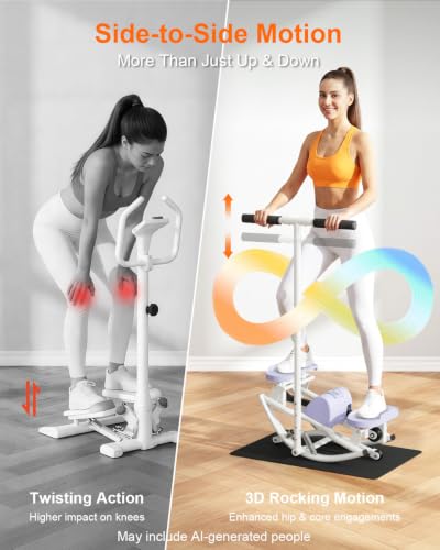 Rock Stepper for Exercise at Home, Rocking Stepper Side to Side | Rocker Stepper with Resistance Bands & Handlebar for Full Body Workout, Lateral Stepper Exercise Machine (Utility Patent) - color: Purple