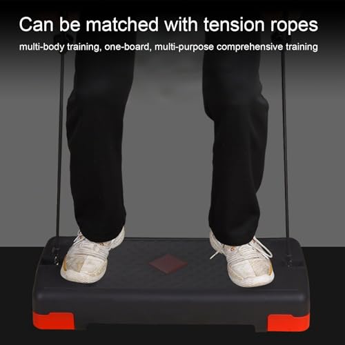 Exercise Step Exercising Training Steppers with Tension Bands | Multifunctional Aerobic Stand for Adults Men Women Indoor Home Sports Floor Exercising - color: Red
