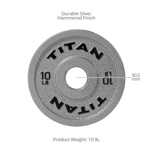 Titan Fitnes Cast Iron Olympic Plates, Classic Weight Plate Design, Hammer Finish - size: 10 LB Pair