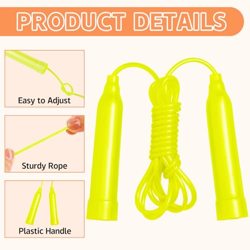 30 Pcs Kids Jump Rope,Colorful Jump Ropes for Kids,7.2 Feet Plastic Jump Ropes,Adjustable Skipping Rope,Jumping Ropes for Party Favors,Birthday Gifts,Indoor Outdoor Activity - color: Yellow