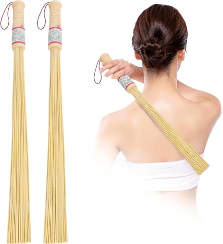 FOMIYES 2Pcs Bamboo Massage Sticks for Back, Neck, Shoulder, and Legs - Ergonomic Design, Lightweight, Portable Self Massage Tools