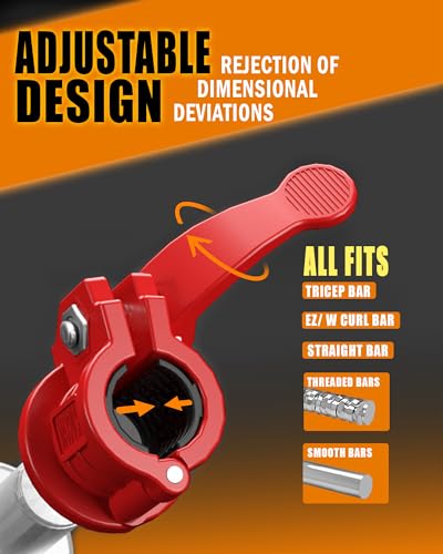 Barbell Clamps 1 Inch or 2inch - 2 PCS Adjustable Barbell Clips Quick Release Locking Weight Clips Olympic Barbell Collars (Red 0.98-1.18inch) - color: Red 0.98-1.18inch