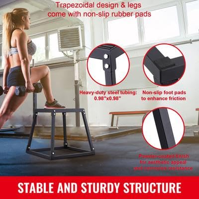 Happybuy Plyometric Jump Boxes, 12/18/24/30 Inch Agility Jumping Platform, Anti-Slip Exercise Step Up Box Set for Home Gym Training, Conditioning, Strength Training, Black